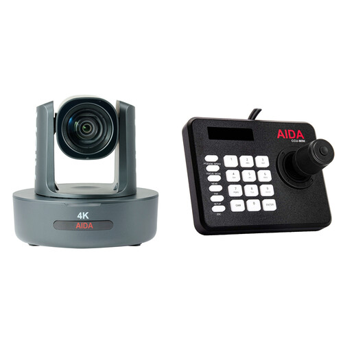 AIDA Imaging 4K NDI|HX PTZ Camera with 12x Optical Zoom + Controller Bundle (Black)